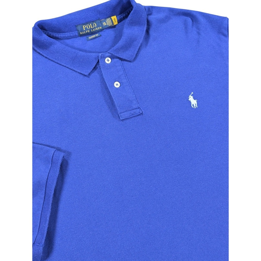 Polo Ralph Lauren Shirt Men's XXL Blue White Pony Short Sleeve Cotton Classic